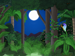 Gif animation of blinking eyes in forest